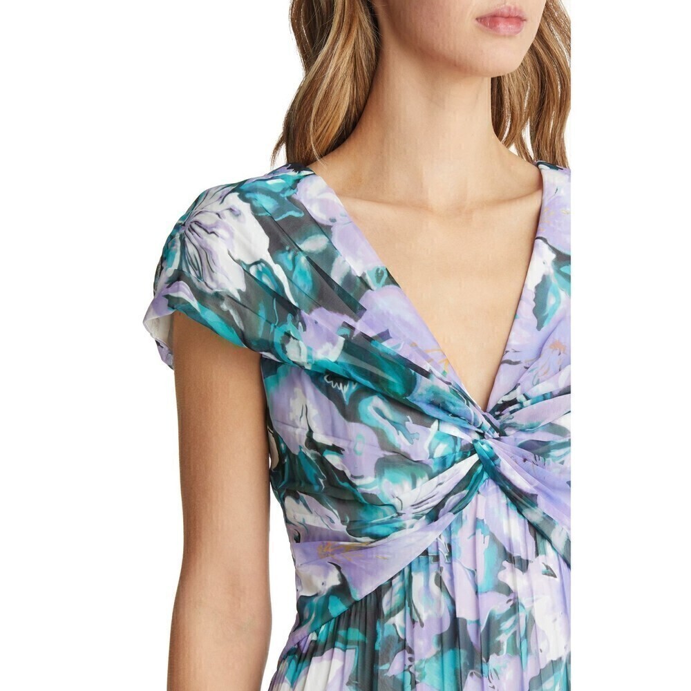 Tadashi Shoji Floral Midi Dress - Blue and Lavender - Picture 6 of 14